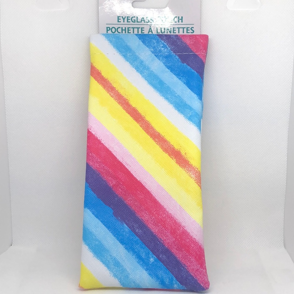 Diagonal Striped Design Eyeglass / Sunglass Pouch Case with Easy Open Design NWT